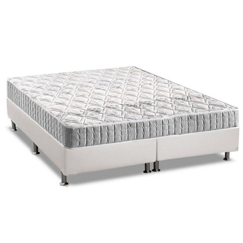 Cama Box Queen: Colchão Espuma Anjos D33 Orthosono + Base CRC Courano White(158x198)