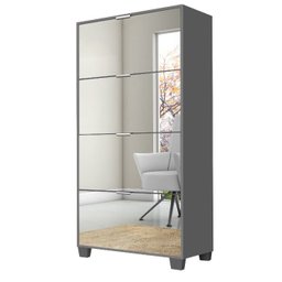 Sapateira Pequim Espelhada Cinza C/espelho Rd Lm Moveis - 1