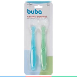 Kit Colher Infantil De Silicone Para Bebê +6 Meses Introdução Alimentar Anatômica Azul Buba - 5