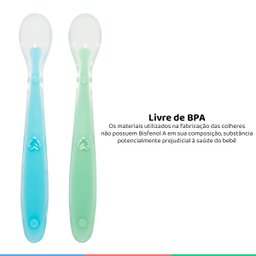 Kit Colher Infantil De Silicone Para Bebê +6 Meses Introdução Alimentar Anatômica Azul Buba - 3