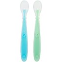 Ver imagem 1 de Kit Colher Infantil De Silicone Para Bebê +6 Meses Introdução Alimentar Anatômica Azul Buba