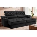 Ver imagem 4 de Sofá Retrátil e Reclinável 2,40m com Porta Copos e Molas Cosmos Velusoft Preto Cama Inbox