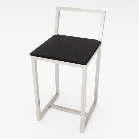Banqueta Baixa Para Cozinha Industrial Assento Estofado White  