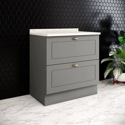 Balcão 80cm 02 Gavetas 100% MDF com Tampo para Cozinha Americana