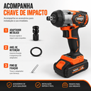 Ver imagem 5 de Chave de Impacto 350NM 20V 1/2" c/2 Baterias Carregador Bolsa Wokin