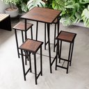 Ver imagem 1 de Conjunto Mesa Bar Bistrô Imbuia Alta Industrial Black 4 Bancos Don Castro Decor