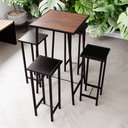 Ver imagem 2 de Conjunto Mesa Bar Bistrô Imbuia Alta Industrial Black 4 Bancos Don Castro Decor