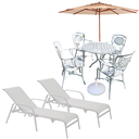 Ver imagem 1 de Kit para Piscina 4 Cadeiras Mesa, Espreguiçadeiras + Ombrelone