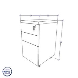 Mesa Escrivaninha Industrial 1,90m com Gaveteiro e Pés Metal Cor:cinza Sagrado com Preto - 3