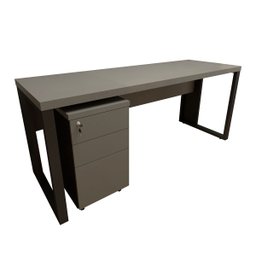 Mesa Escrivaninha Industrial 1,90m com Gaveteiro e Pés Metal Cor:cinza Sagrado com Preto - 4