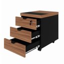 Ver imagem 4 de Gaveteiro Móvel Escritório 40cm x 50cm 3 Gavetas Chave e Rodízios F5 Office Cor:Nogal com Preto