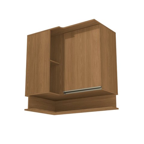 Armário Aéreo de Canto 2 Portas com LED Canela