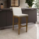 Ver imagem 1 de Banqueta Alta em Madeira Maciça Londres Linho Cru