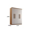 Ver imagem 4 de Guarda-Roupa Solteiro 4 Portas 2 Gavetas MDF Dinamarca Marrom/Imbuia/Off White