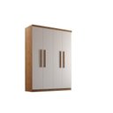 Ver imagem 3 de Guarda-Roupa Solteiro 4 Portas 2 Gavetas MDF Dinamarca Marrom/Imbuia/Off White