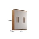 Ver imagem 4 de Guarda-Roupa Solteiro 4 Portas 2 Gavetas MDF Dinamarca Marrom/Imbuia/Off White