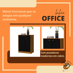 Balcão Office Multiuso Organizador Funcional Freijó Preto - 5