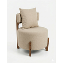 Ver imagem 1 de Poltrona Organica Decorativa Redonda com Almofada Pés Thor Madeira Maciça Premium Linho Bege