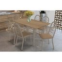Ver imagem 1 de Conjunto: Mesa Sala Jantar Elba C/ Tampo de Madeira 160cm e 6 Cadeiras Holanda Niquel/nogueira -