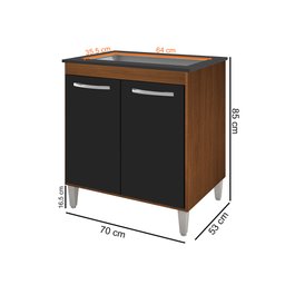 Balcão Jade 2 Portas para Cooktop 5 Bocas Savana/ Preto - 3