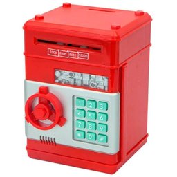Mini Cofre Eletrônico Digital Senha 4 Dígitos Notas e Moedas (vermelho) - 7