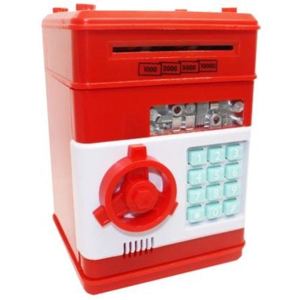 Mini Cofre Eletrônico Digital Senha 4 Dígitos Notas e Moedas (vermelho) - 6