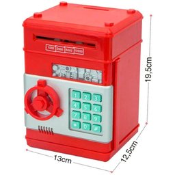 Mini Cofre Eletrônico Digital Senha 4 Dígitos Notas e Moedas (vermelho) - 2