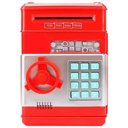 Mini Cofre Eletrônico Digital Senha 4 Dígitos Notas e Moedas (vermelho) - 1