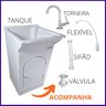 Tanque de Lavar Roupa 20L 100% Fibra com Torneira de Bancada Tanque:Branco - 4