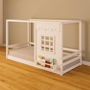 Ver imagem 1 de Cama Montessoriano Casinha Reta com Janela Madeira Maciça Branco Housin