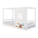 Ver imagem 2 de Cama Montessoriano Casinha Reta com Janela Madeira Maciça Branco Housin