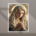 Ver imagem 2 de Quadro Nossa Senhora Rezando Terço 24x18cm - com Vidro:moldura Branca
