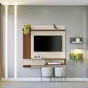 Ver imagem 2 de Painel para TV Dortmund Ripado 55" 133cm MDP e MDF Marrom Mais de Casa