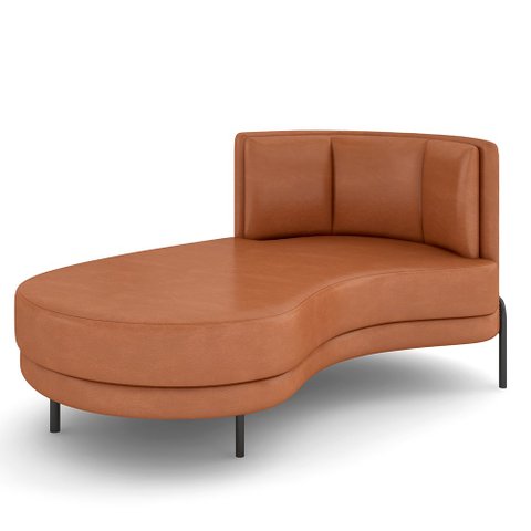 Sofá Chaise Longue Sala de Estar Living Lucca Esquerdo D02 Couríssimo Camel B-14 - Lyam Decor
