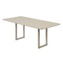 Ver imagem 3 de Mesa de Jantar 6 Lugares Tampo de Vidro e MDF 160x90cm Itália Branco Dourado/Off White