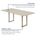 Ver mais imagens de Mesa de Jantar 6 Lugares Tampo de Vidro e MDF 160x90cm Itália Branco Dourado/Off White