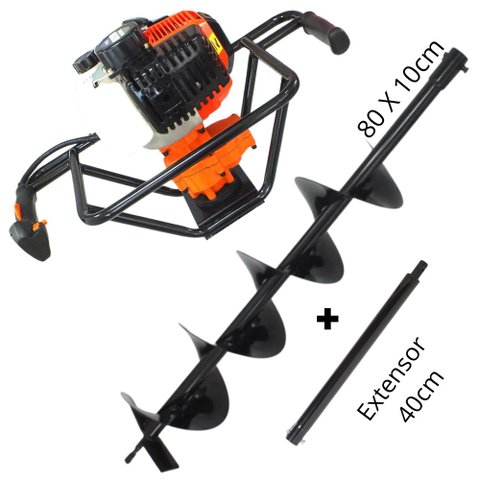 Perfurador de Solo 2T Vulcan VPS520 Broca 80x10cm + Extensor de 40cm Ideal Para o Plantio de Mudas