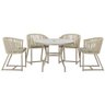 Mesa com 4 Cadeiras de Jantar Roma 100cm e Noronha em Aluminío Fendi Corda Nautica Estofado 8 Trama - 1