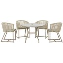 Ver imagem 1 de Mesa com 4 Cadeiras de Jantar Roma 100cm e Noronha em Aluminío Fendi Corda Nautica Estofado 8 Trama