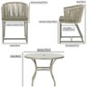 Mesa com 4 Cadeiras de Jantar Roma 100cm e Noronha em Aluminío Fendi Corda Nautica Estofado 8 Trama - 2