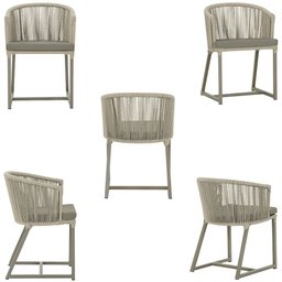 Mesa com 4 Cadeiras de Jantar Roma 100cm e Noronha em Aluminío Fendi Corda Nautica Estofado 8 Trama - 5