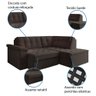 Sofá de Canto Retrátil 5 Lugares Grécia Marrom Suede - 10