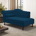 Ver imagem 2 de Divã Recamier Chaise Longue Lavínia 150cm Capitonê Pés de Madeira Veludo Azul Marinho - Desk Design