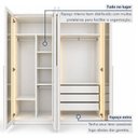 Ver imagem 7 de Guarda Roupa Solteiro 4 Portas com Vidro Reflecta 3 Gavetas 164cm com LED 100% MDF Imperiale Premium