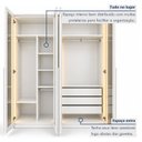 Ver imagem 7 de Guarda Roupa Solteiro 4 Portas com Vidro Reflecta 3 Gavetas 164cm com LED Imperiale Premium