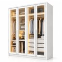 Ver imagem 2 de Guarda Roupa Solteiro 4 Portas com Vidro Reflecta 3 Gavetas 164cm com LED Imperiale Premium