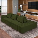 Ver imagem 1 de Sofá Ilha com Encosto e Almofadas Móveis Olimpo 395cm Modulado Linho Verde G45 - Gran Belo