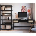 Ver imagem 1 de Conjunto Escrivaninha 2 Gavetas e Estante Palhinha Pé Madeira Oslo Artesano | Nero - Nero/preto
