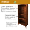 Ver imagem 3 de Kit Mesa Escritório Veneza e 2 Livreiros Abertos sem Portas Madri e Buffet 3 Portas Deltan Castanho