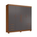 Ver imagem 1 de Guarda Roupa Roupeiro Casal 4 Portas 6 Gavetas Irati 4.6 Jatoba Grafite Santos Andirá